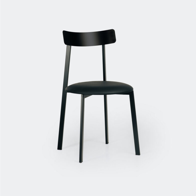 Punkt Dining Chair Black Metal & Black Thin Upholstery